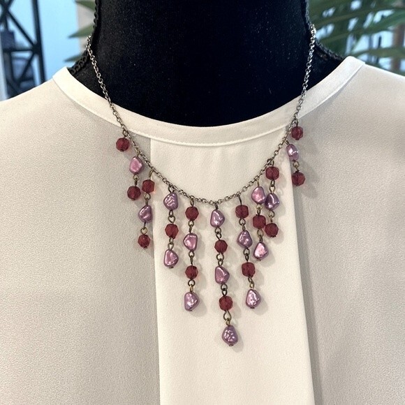 Express beaded tiered necklace. Wear as a choker or little longer up to 17” - Picture 2 of 9